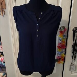 LOFT Midnight Blue Blouse with Button Accents